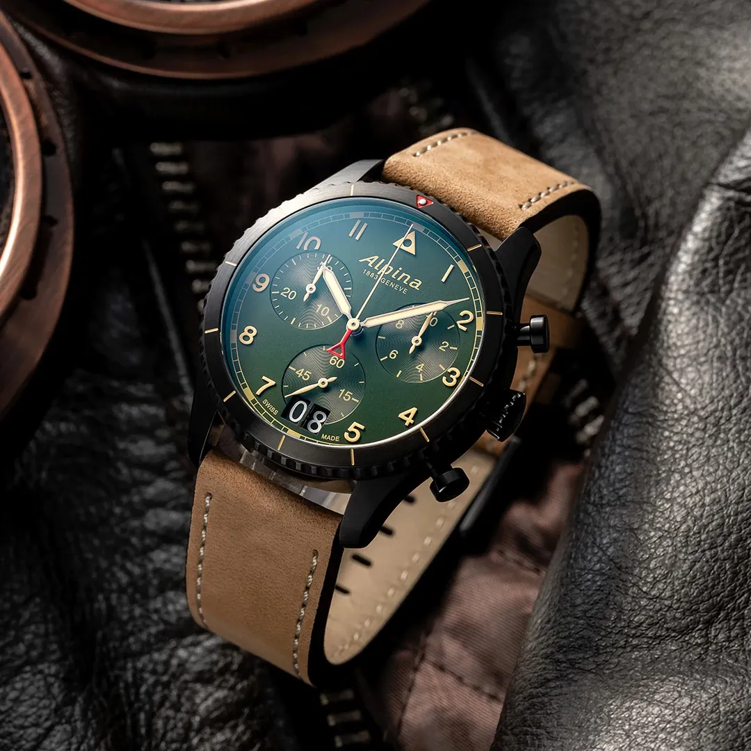 Pilot Chronograph Big Date Watch AL-372GR4FBS26 | Alpina Watches US